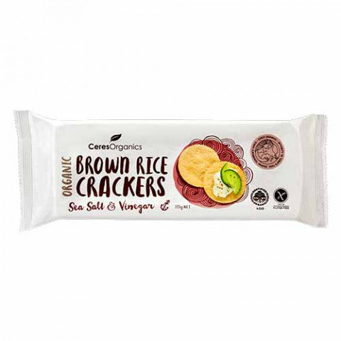 Ceres Organics Brown Rice Crackers Sea Salt and Vinegar 115g