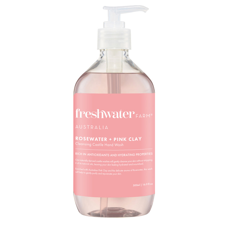 Rosewater + Pink Clay Cleansing Castile Hand Wash 500ml