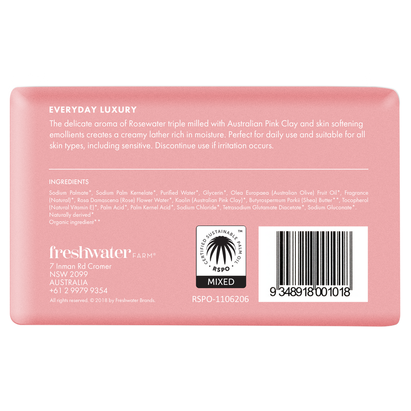 Rosewater + Pink Clay Cleansing Body Bar 200g