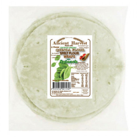 Ancient Harvest Organic Quinoa Spelt Flour Spinach Wraps 220g