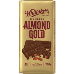 Whittaker's 33% Cocoa Chocolate Almond Gold Block 200G