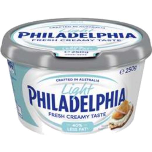 Philadelphia 40% Less Fat Light Cream Cheese Tub 250G