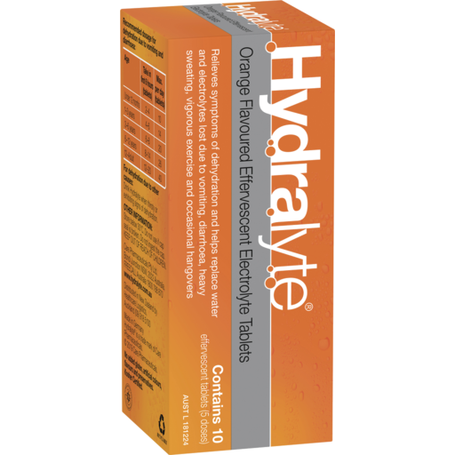 Hydralyte Effervescent Electrolyte Tablets Orange 10 Pack