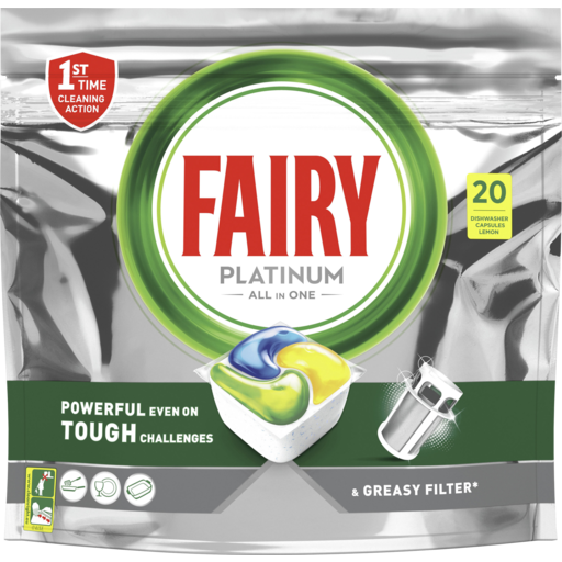 Fairy Platinum Lemon Dishwashing Tablet 20 Pack