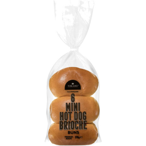 Toscano Mini Brioche Hot Dog Buns 6 Pack 270G